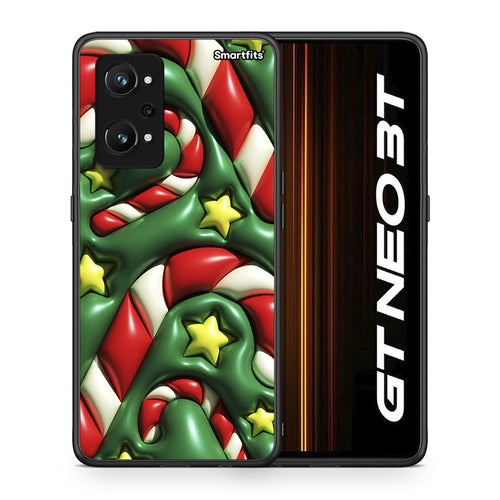 Θήκη Realme GT Neo 3T Christmas Bubbles από τη Smartfits με σχέδιο στο πίσω μέρος και μαύρο περίβλημα | Realme GT Neo 3T Christmas Bubbles case with colorful back and black bezels