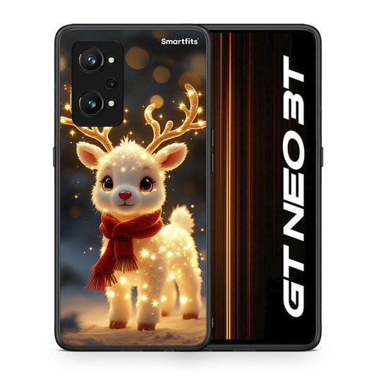 Θήκη Realme GT Neo 3T Christmas Cutie από τη Smartfits με σχέδιο στο πίσω μέρος και μαύρο περίβλημα | Realme GT Neo 3T Christmas Cutie case with colorful back and black bezels