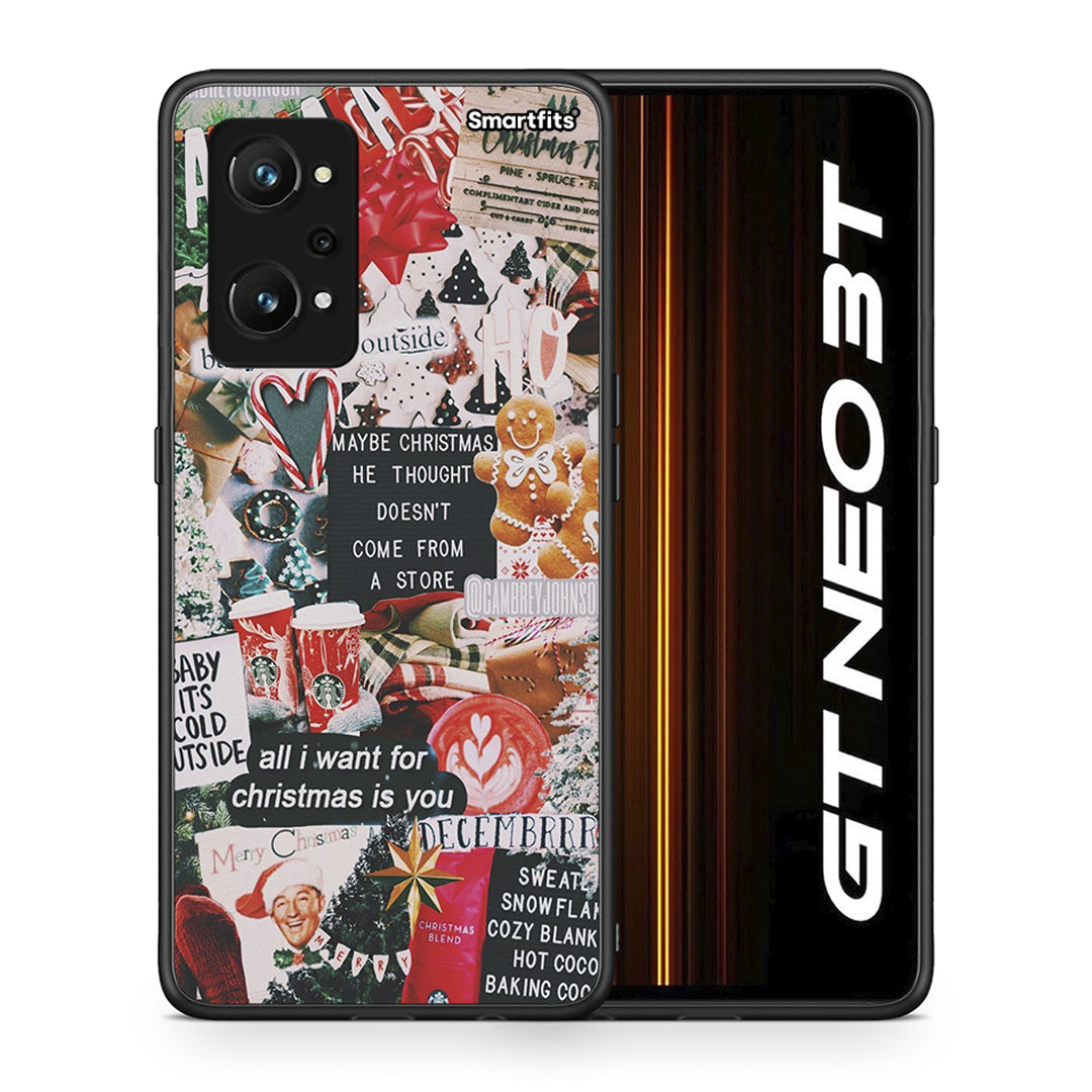 Θήκη Realme GT Neo 3T Christmas Happiness από τη Smartfits με σχέδιο στο πίσω μέρος και μαύρο περίβλημα | Realme GT Neo 3T Christmas Happiness case with colorful back and black bezels