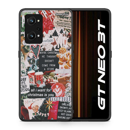 Θήκη Realme GT Neo 3T Christmas Happiness από τη Smartfits με σχέδιο στο πίσω μέρος και μαύρο περίβλημα | Realme GT Neo 3T Christmas Happiness case with colorful back and black bezels