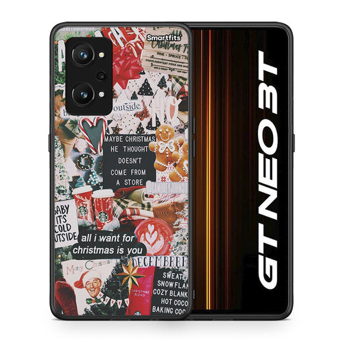 Θήκη Realme GT Neo 3T Christmas Happiness από τη Smartfits με σχέδιο στο πίσω μέρος και μαύρο περίβλημα | Realme GT Neo 3T Christmas Happiness case with colorful back and black bezels