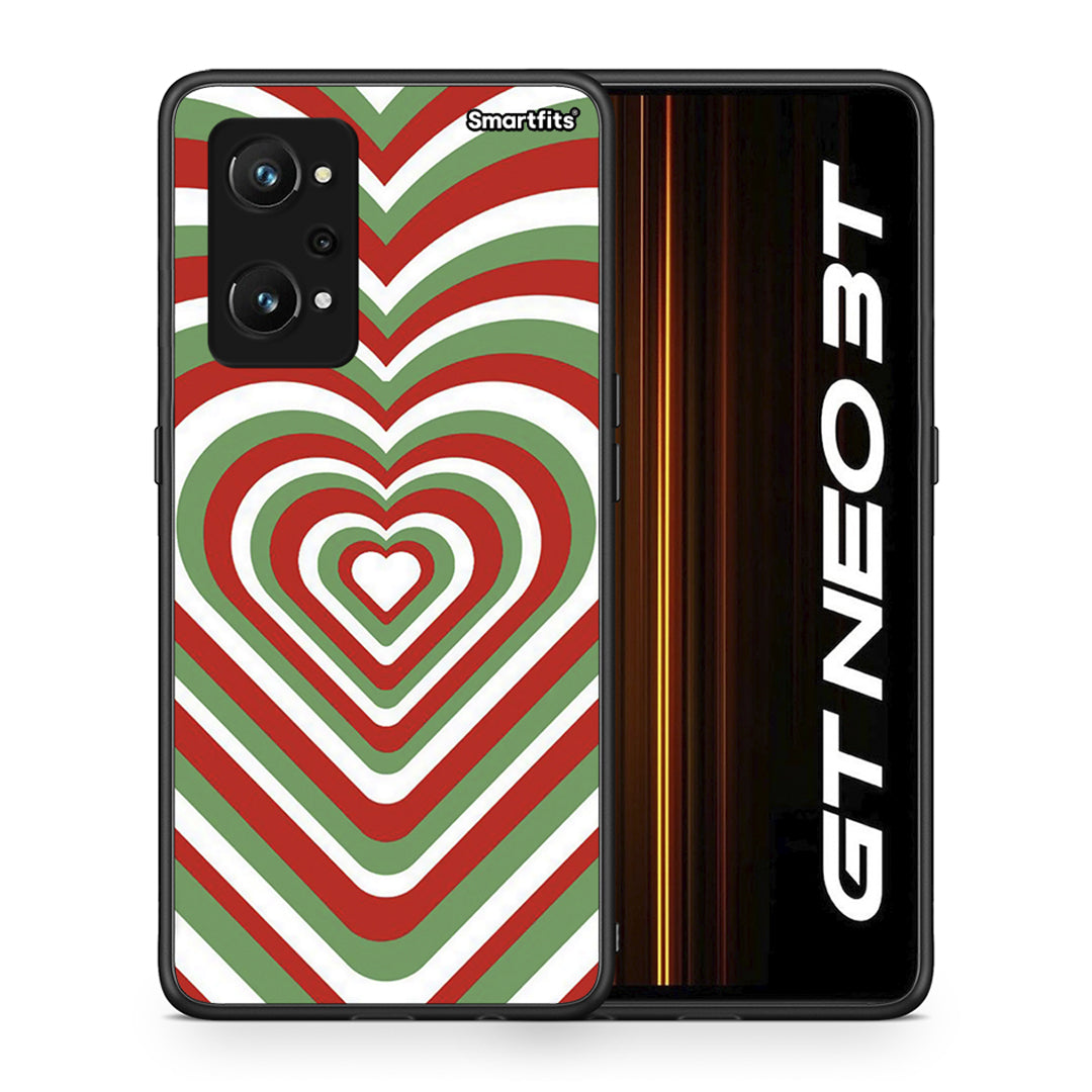 Θήκη Realme GT Neo 3T Christmas Hearts από τη Smartfits με σχέδιο στο πίσω μέρος και μαύρο περίβλημα | Realme GT Neo 3T Christmas Hearts case with colorful back and black bezels