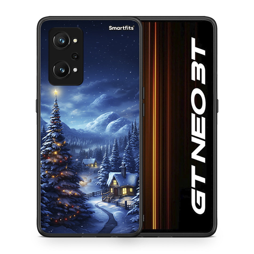 Θήκη Realme GT Neo 3T Christmas Scenery από τη Smartfits με σχέδιο στο πίσω μέρος και μαύρο περίβλημα | Realme GT Neo 3T Christmas Scenery case with colorful back and black bezels