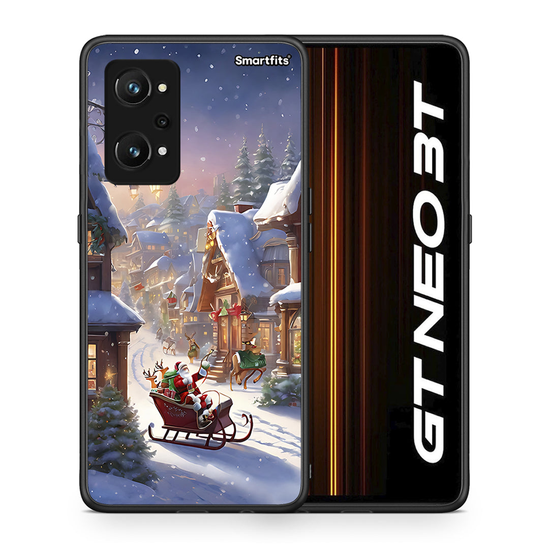 Θήκη Realme GT Neo 3T Christmas Snow από τη Smartfits με σχέδιο στο πίσω μέρος και μαύρο περίβλημα | Realme GT Neo 3T Christmas Snow case with colorful back and black bezels