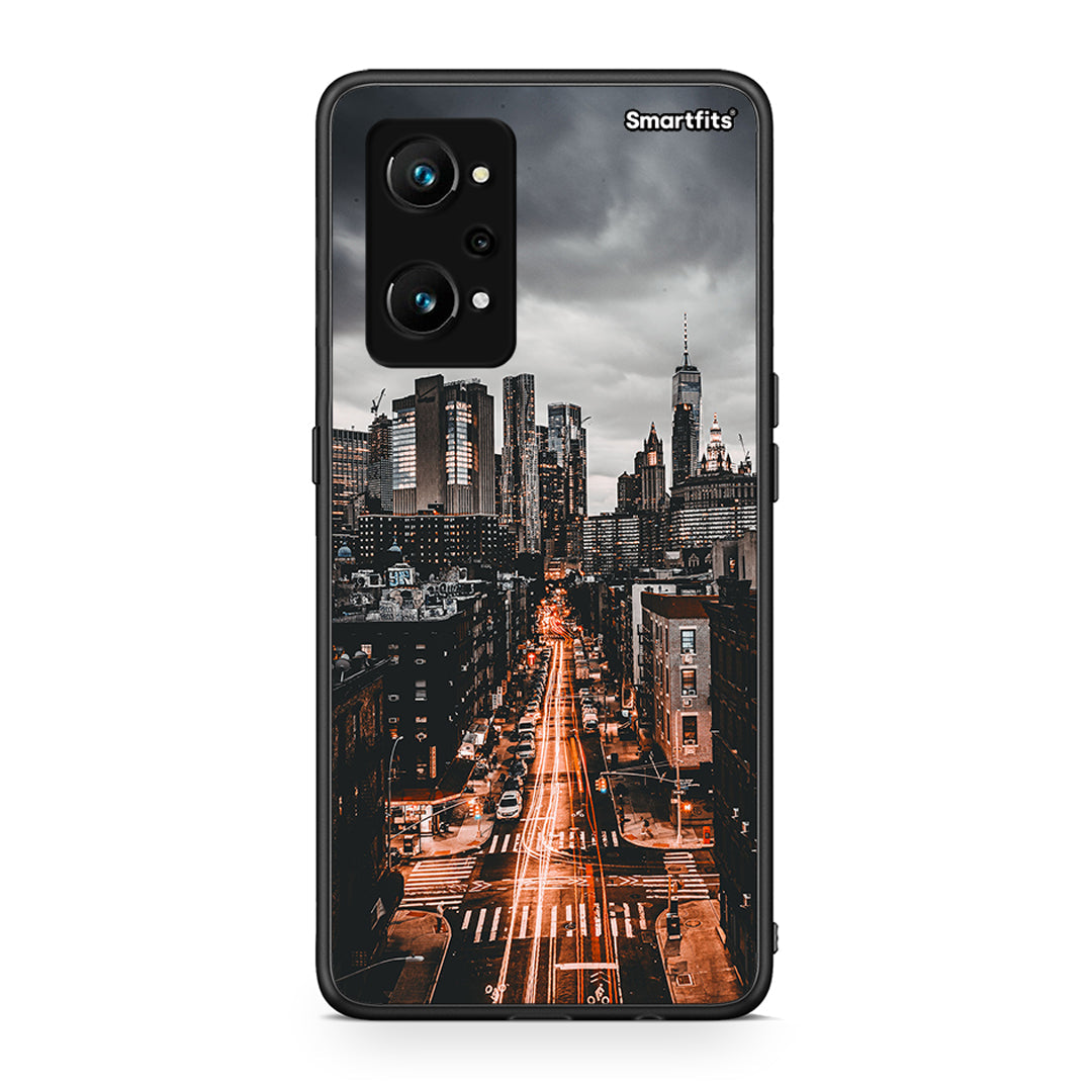 Realme GT Neo 3T City Lights θήκη από τη Smartfits με σχέδιο στο πίσω μέρος και μαύρο περίβλημα | Smartphone case with colorful back and black bezels by Smartfits