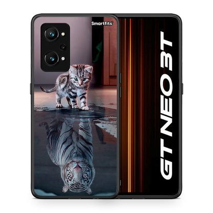 Θήκη Realme GT Neo 3T Tiger Cute από τη Smartfits με σχέδιο στο πίσω μέρος και μαύρο περίβλημα | Realme GT Neo 3T Tiger Cute case with colorful back and black bezels