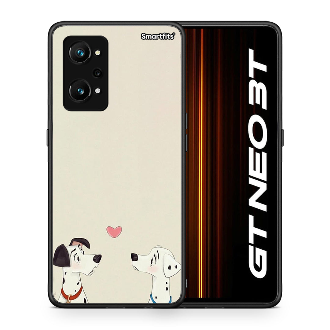 Θήκη Realme GT Neo 3T Dalmatians Love από τη Smartfits με σχέδιο στο πίσω μέρος και μαύρο περίβλημα | Realme GT Neo 3T Dalmatians Love case with colorful back and black bezels
