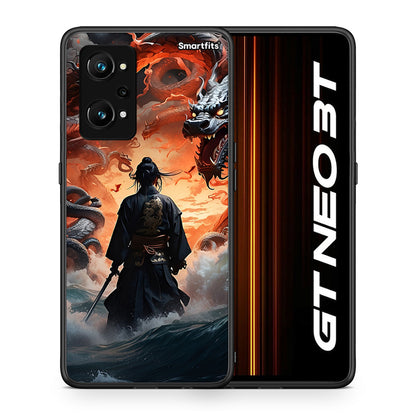 Θήκη Realme GT Neo 3T Dragons Fight από τη Smartfits με σχέδιο στο πίσω μέρος και μαύρο περίβλημα | Realme GT Neo 3T Dragons Fight case with colorful back and black bezels
