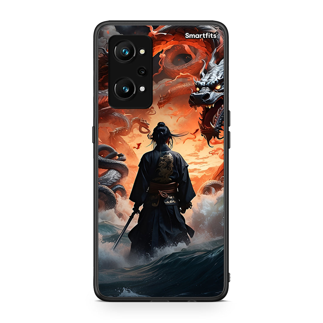 Realme GT Neo 3T Dragons Fight θήκη από τη Smartfits με σχέδιο στο πίσω μέρος και μαύρο περίβλημα | Smartphone case with colorful back and black bezels by Smartfits