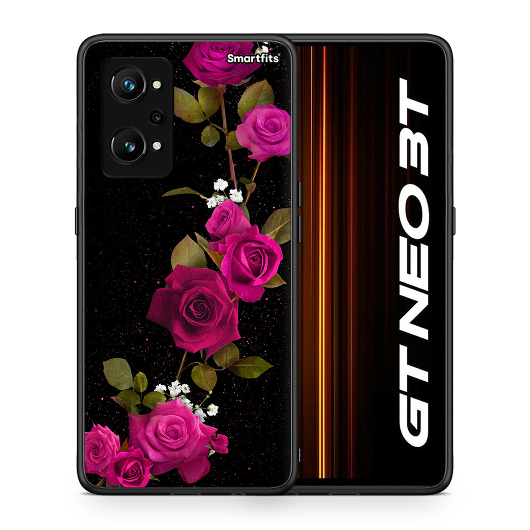 Θήκη Realme GT Neo 3T Red Roses Flower από τη Smartfits με σχέδιο στο πίσω μέρος και μαύρο περίβλημα | Realme GT Neo 3T Red Roses Flower case with colorful back and black bezels