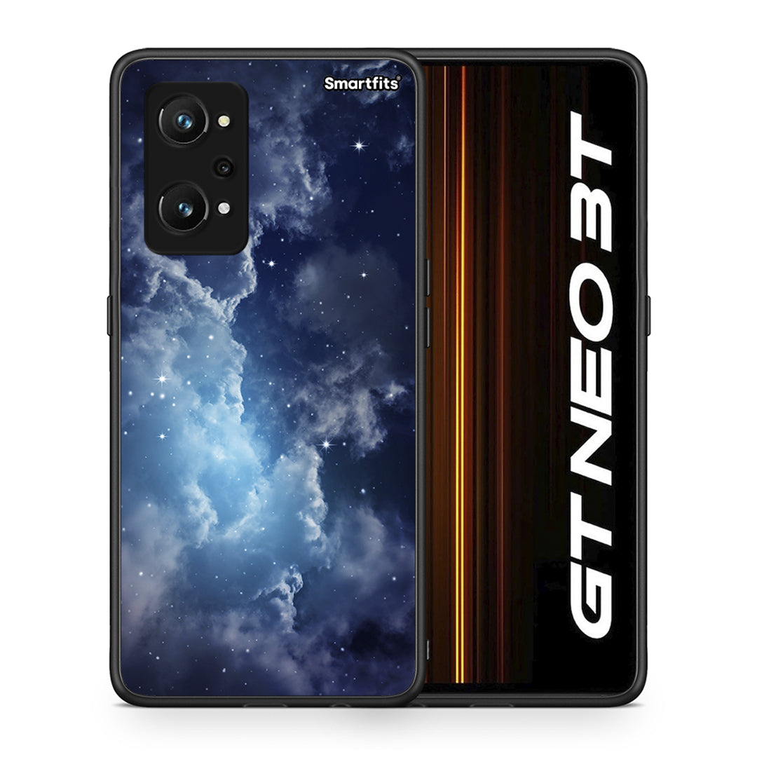 Θήκη Realme GT Neo 3T Blue Sky Galaxy από τη Smartfits με σχέδιο στο πίσω μέρος και μαύρο περίβλημα | Realme GT Neo 3T Blue Sky Galaxy case with colorful back and black bezels
