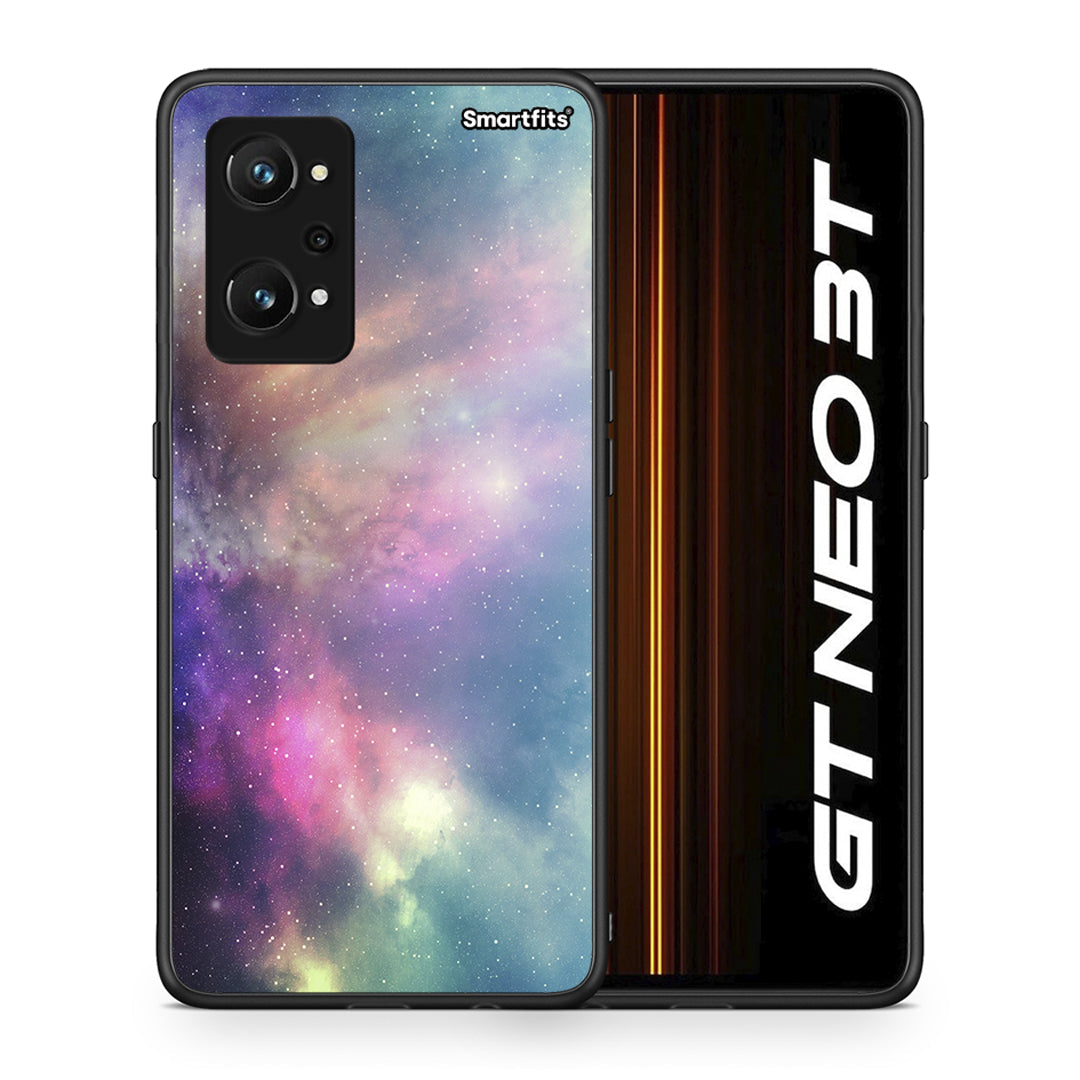 Θήκη Realme GT Neo 3T Rainbow Galaxy από τη Smartfits με σχέδιο στο πίσω μέρος και μαύρο περίβλημα | Realme GT Neo 3T Rainbow Galaxy case with colorful back and black bezels