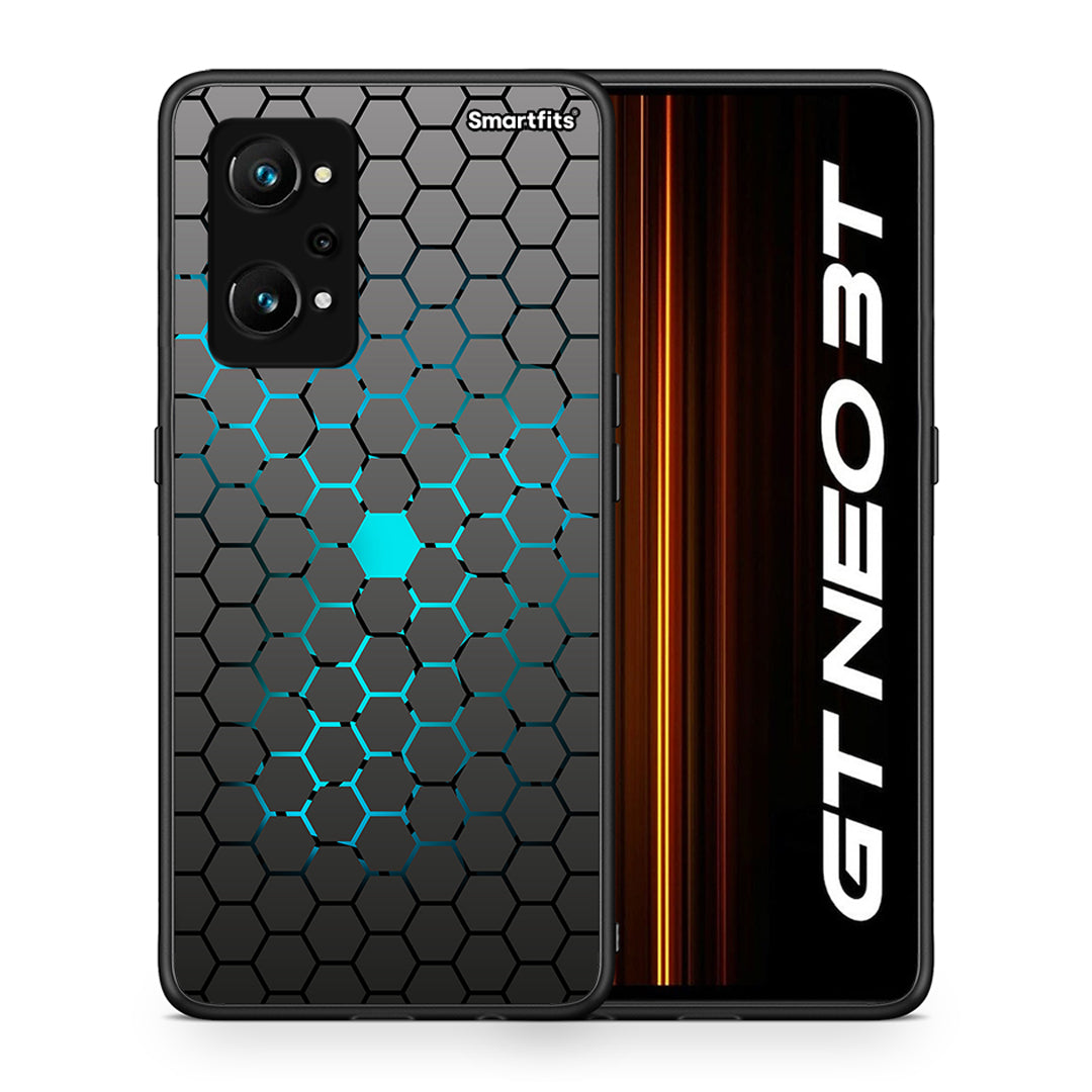 Θήκη Realme GT Neo 3T Hexagonal Geometric από τη Smartfits με σχέδιο στο πίσω μέρος και μαύρο περίβλημα | Realme GT Neo 3T Hexagonal Geometric case with colorful back and black bezels