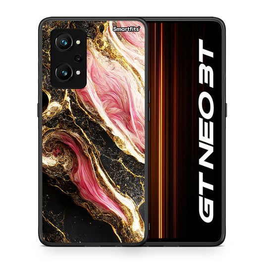 Θήκη Realme GT Neo 3T Glamorous Pink Marble από τη Smartfits με σχέδιο στο πίσω μέρος και μαύρο περίβλημα | Realme GT Neo 3T Glamorous Pink Marble case with colorful back and black bezels
