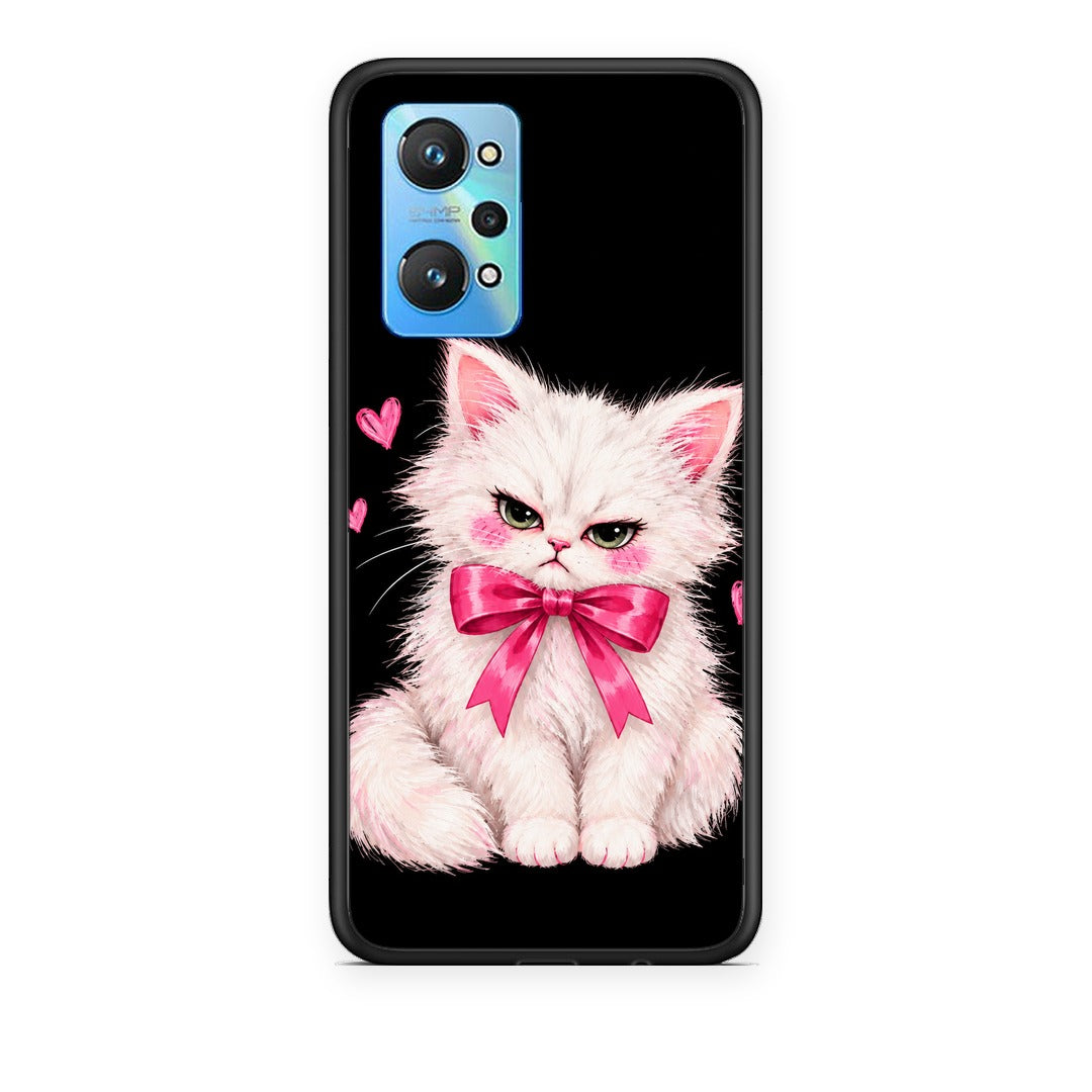 Θήκη Realme GT Neo 3T Grumpy Party Kitten on Black από τη Smartfits με σχέδιο στο πίσω μέρος και μαύρο περίβλημα | Realme GT Neo 3T Grumpy Party Kitten on Black case with colorful back and black bezels
