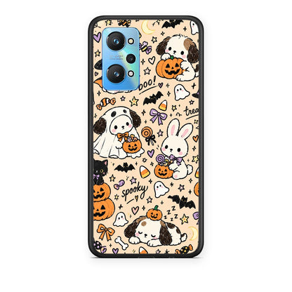 Θήκη Realme GT Neo 3T Halloween Puppies and Friends on Cream από τη Smartfits με σχέδιο στο πίσω μέρος και μαύρο περίβλημα | Realme GT Neo 3T Halloween Puppies and Friends on Cream case with colorful back and black bezels