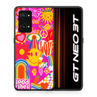 Thumbnail for Θήκη Realme GT Neo 3T Hippie Love από τη Smartfits με σχέδιο στο πίσω μέρος και μαύρο περίβλημα | Realme GT Neo 3T Hippie Love case with colorful back and black bezels