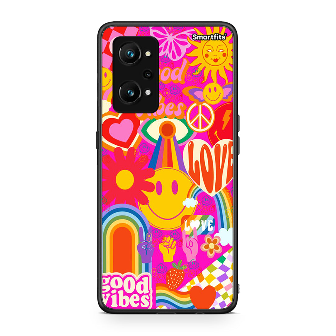 Realme GT Neo 3T Hippie Love θήκη από τη Smartfits με σχέδιο στο πίσω μέρος και μαύρο περίβλημα | Smartphone case with colorful back and black bezels by Smartfits