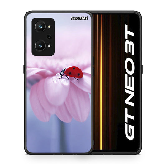 Θήκη Realme GT Neo 3T Ladybug Flower από τη Smartfits με σχέδιο στο πίσω μέρος και μαύρο περίβλημα | Realme GT Neo 3T Ladybug Flower case with colorful back and black bezels