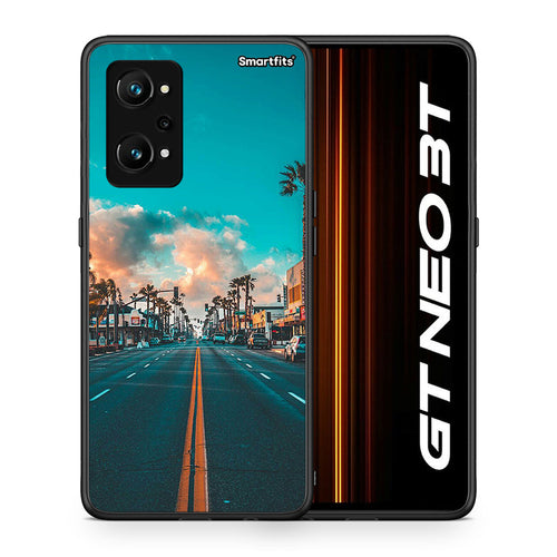 Θήκη Realme GT Neo 3T City Landscape από τη Smartfits με σχέδιο στο πίσω μέρος και μαύρο περίβλημα | Realme GT Neo 3T City Landscape case with colorful back and black bezels