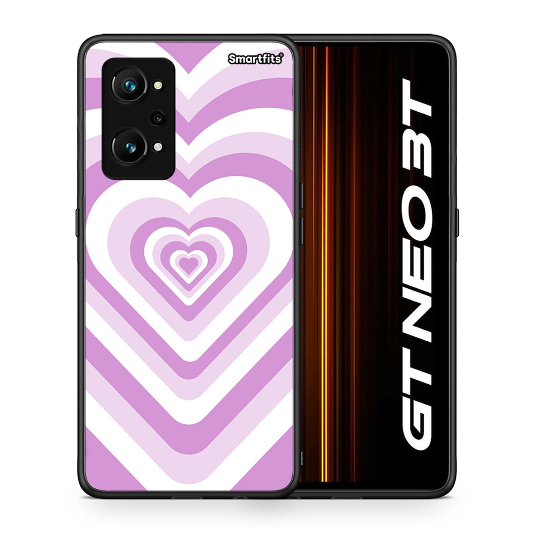 Θήκη Realme GT Neo 3T Lilac Hearts από τη Smartfits με σχέδιο στο πίσω μέρος και μαύρο περίβλημα | Realme GT Neo 3T Lilac Hearts case with colorful back and black bezels