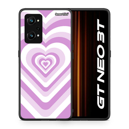 Θήκη Realme GT Neo 3T Lilac Hearts από τη Smartfits με σχέδιο στο πίσω μέρος και μαύρο περίβλημα | Realme GT Neo 3T Lilac Hearts case with colorful back and black bezels