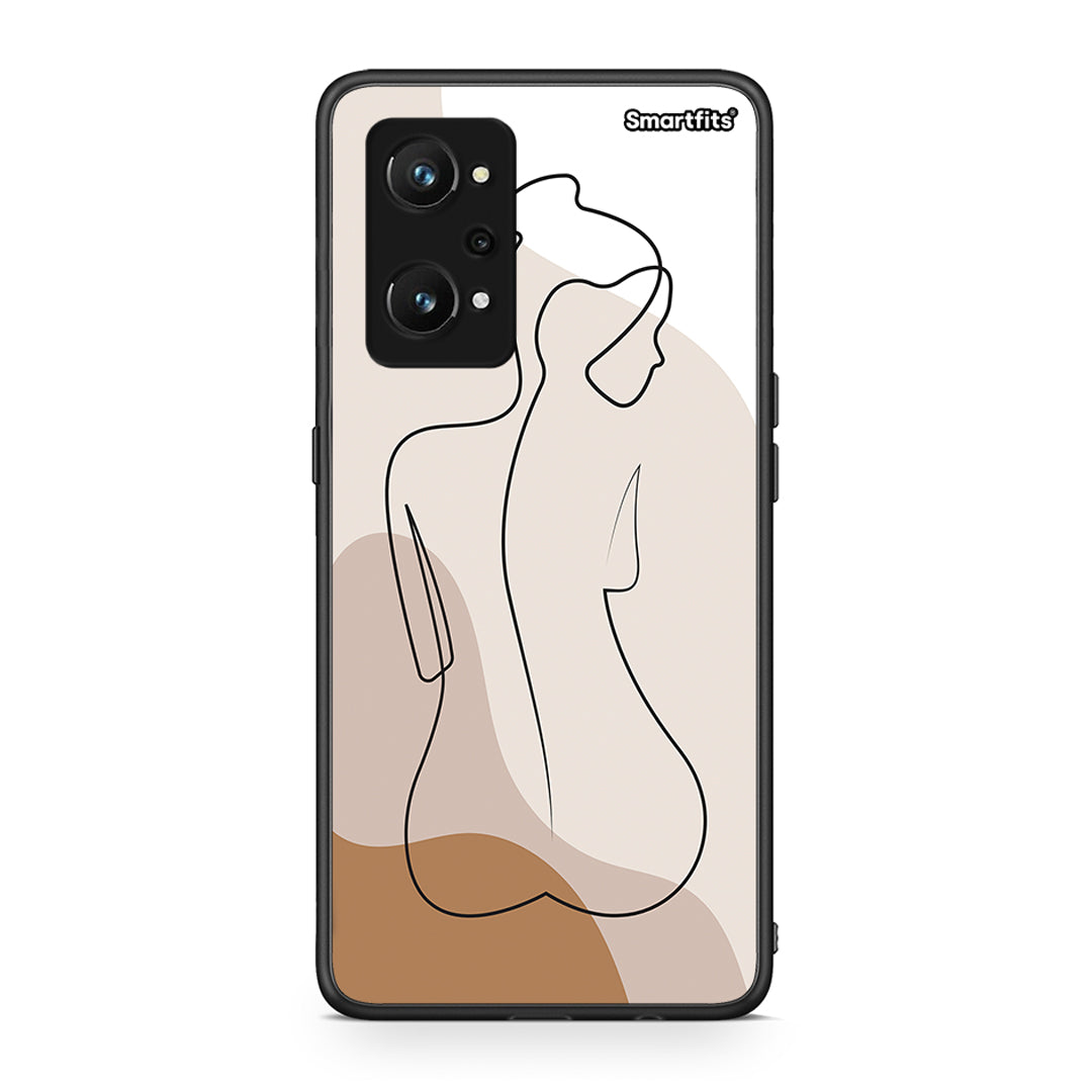 Realme GT Neo 3T LineArt Woman θήκη από τη Smartfits με σχέδιο στο πίσω μέρος και μαύρο περίβλημα | Smartphone case with colorful back and black bezels by Smartfits