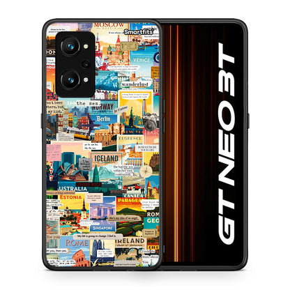 Θήκη Realme GT Neo 3T Live To Travel από τη Smartfits με σχέδιο στο πίσω μέρος και μαύρο περίβλημα | Realme GT Neo 3T Live To Travel case with colorful back and black bezels
