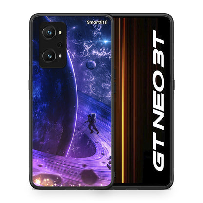 Θήκη Realme GT Neo 3T Lost Astronaut από τη Smartfits με σχέδιο στο πίσω μέρος και μαύρο περίβλημα | Realme GT Neo 3T Lost Astronaut case with colorful back and black bezels