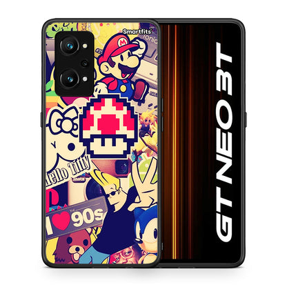 Θήκη Realme GT Neo 3T Love The 90s από τη Smartfits με σχέδιο στο πίσω μέρος και μαύρο περίβλημα | Realme GT Neo 3T Love The 90s case with colorful back and black bezels