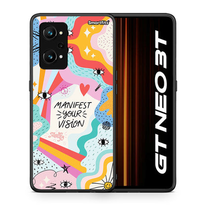 Θήκη Realme GT Neo 3T Manifest Your Vision από τη Smartfits με σχέδιο στο πίσω μέρος και μαύρο περίβλημα | Realme GT Neo 3T Manifest Your Vision case with colorful back and black bezels