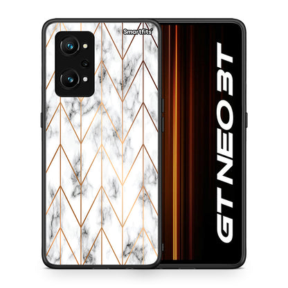 Θήκη Realme GT Neo 3T Gold Geometric Marble από τη Smartfits με σχέδιο στο πίσω μέρος και μαύρο περίβλημα | Realme GT Neo 3T Gold Geometric Marble case with colorful back and black bezels