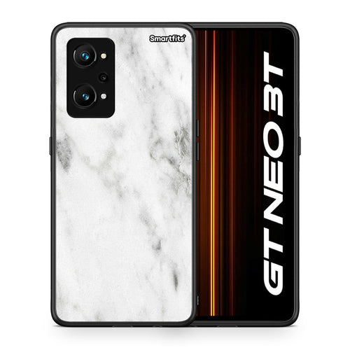 Θήκη Realme GT Neo 3T White Marble από τη Smartfits με σχέδιο στο πίσω μέρος και μαύρο περίβλημα | Realme GT Neo 3T White Marble case with colorful back and black bezels