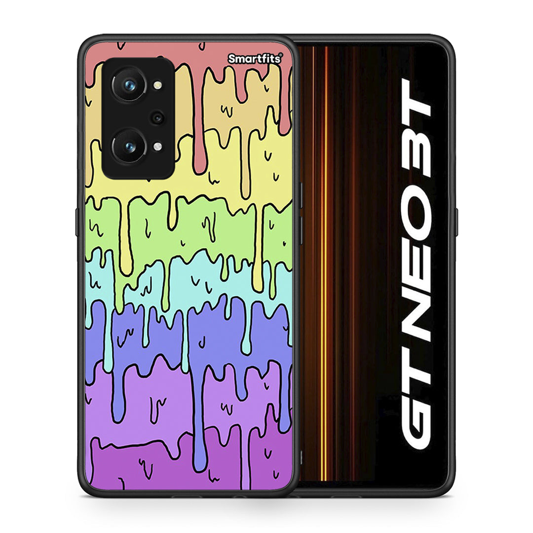 Θήκη Realme GT Neo 3T Melting Rainbow από τη Smartfits με σχέδιο στο πίσω μέρος και μαύρο περίβλημα | Realme GT Neo 3T Melting Rainbow case with colorful back and black bezels