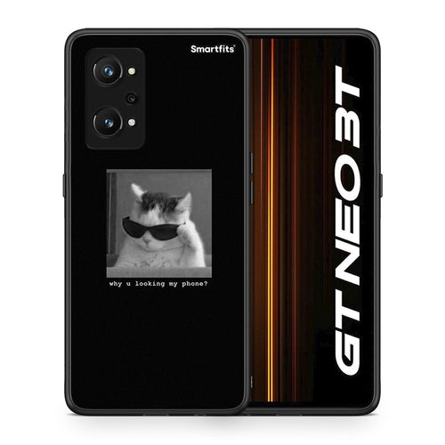 Θήκη Realme GT Neo 3T Meme Cat από τη Smartfits με σχέδιο στο πίσω μέρος και μαύρο περίβλημα | Realme GT Neo 3T Meme Cat case with colorful back and black bezels