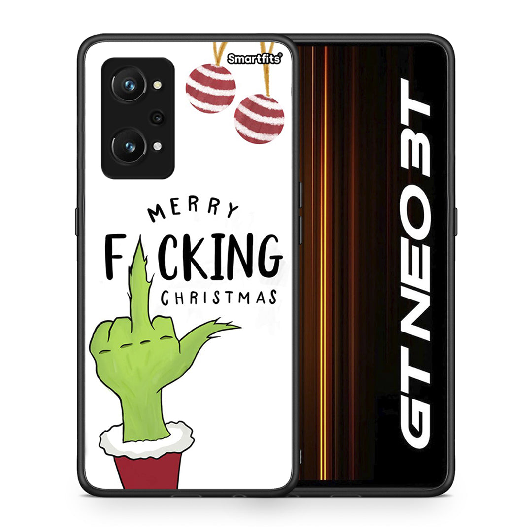 Θήκη Realme GT Neo 3T Merry F Xmas από τη Smartfits με σχέδιο στο πίσω μέρος και μαύρο περίβλημα | Realme GT Neo 3T Merry F Xmas case with colorful back and black bezels