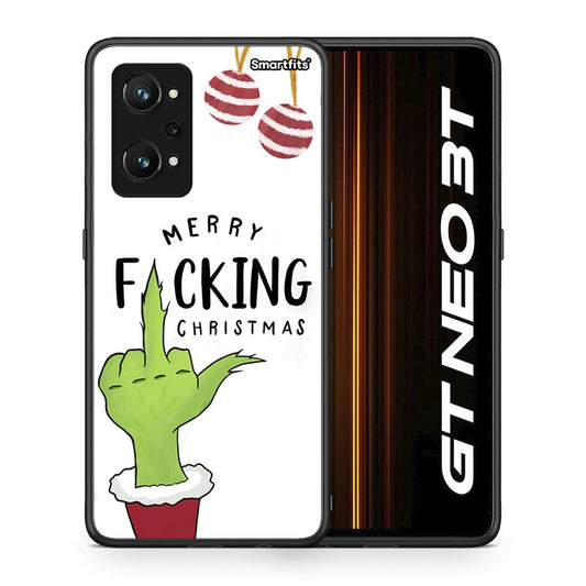 Θήκη Realme GT Neo 3T Merry F Xmas από τη Smartfits με σχέδιο στο πίσω μέρος και μαύρο περίβλημα | Realme GT Neo 3T Merry F Xmas case with colorful back and black bezels