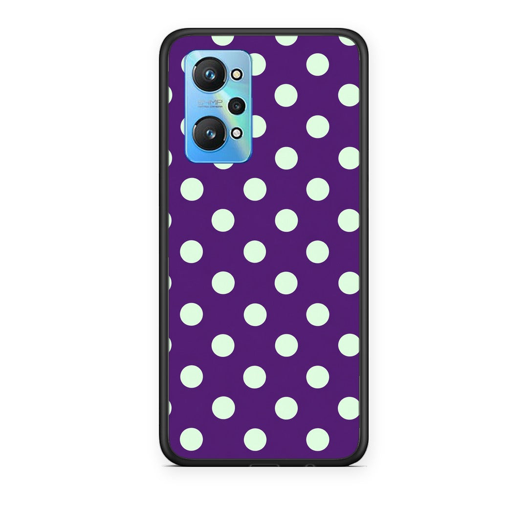 Θήκη Realme GT Neo 3T Mint Polka Dots on Purple από τη Smartfits με σχέδιο στο πίσω μέρος και μαύρο περίβλημα | Realme GT Neo 3T Mint Polka Dots on Purple case with colorful back and black bezels