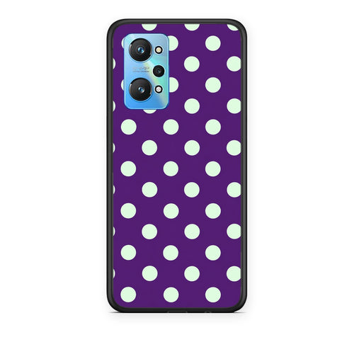 Θήκη Realme GT Neo 3T Mint Polka Dots on Purple από τη Smartfits με σχέδιο στο πίσω μέρος και μαύρο περίβλημα | Realme GT Neo 3T Mint Polka Dots on Purple case with colorful back and black bezels