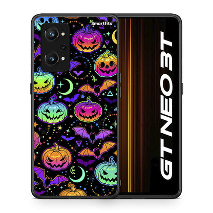 Θήκη Realme GT Neo 3T Neon Halloween από τη Smartfits με σχέδιο στο πίσω μέρος και μαύρο περίβλημα | Realme GT Neo 3T Neon Halloween case with colorful back and black bezels