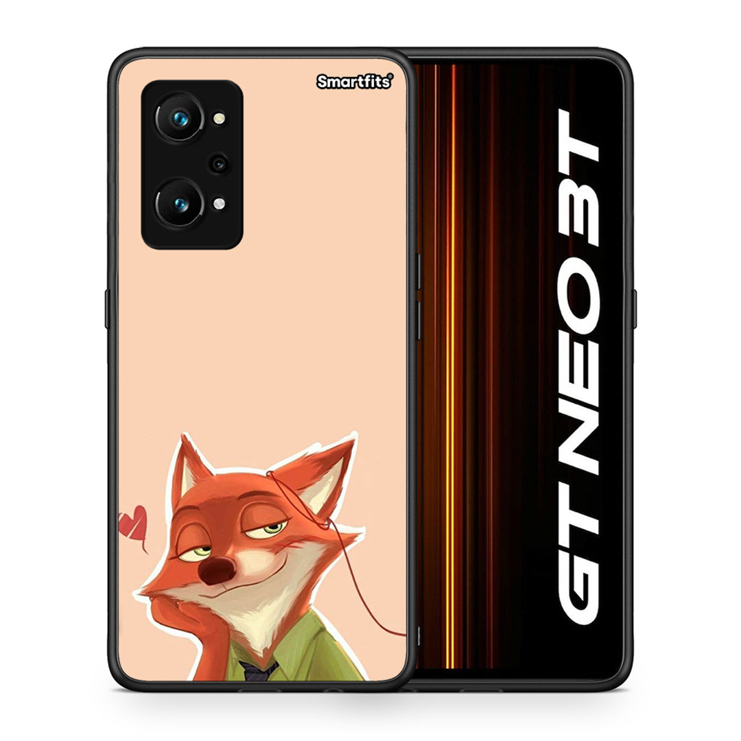 Θήκη Realme GT Neo 3T Nick Wilde And Judy Hopps Love 1 από τη Smartfits με σχέδιο στο πίσω μέρος και μαύρο περίβλημα | Realme GT Neo 3T Nick Wilde And Judy Hopps Love 1 case with colorful back and black bezels
