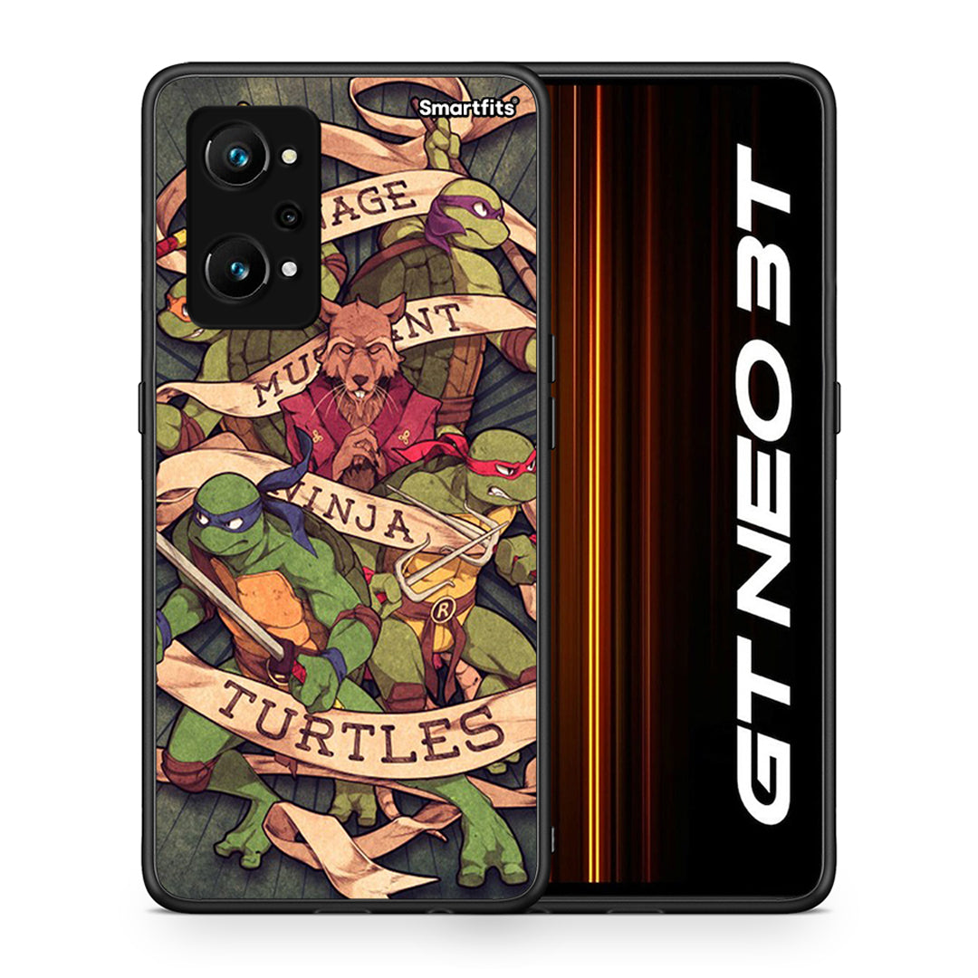 Θήκη Realme GT Neo 3T Ninja Turtles από τη Smartfits με σχέδιο στο πίσω μέρος και μαύρο περίβλημα | Realme GT Neo 3T Ninja Turtles case with colorful back and black bezels