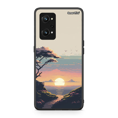 Realme GT Neo 3T Pixel Sunset Θήκη από τη Smartfits με σχέδιο στο πίσω μέρος και μαύρο περίβλημα | Smartphone case with colorful back and black bezels by Smartfits