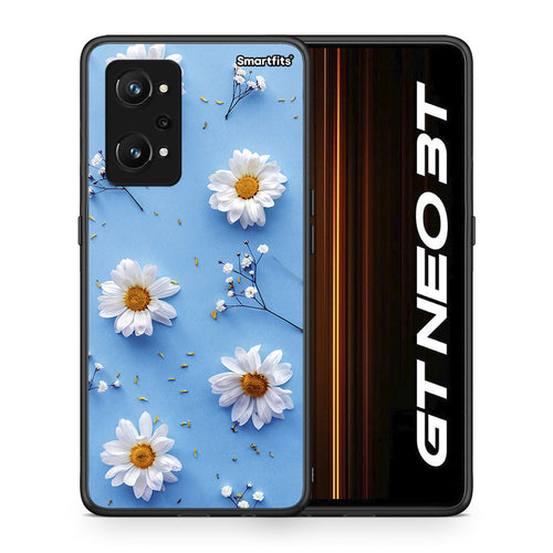 Θήκη Realme GT Neo 3T Real Daisies από τη Smartfits με σχέδιο στο πίσω μέρος και μαύρο περίβλημα | Realme GT Neo 3T Real Daisies case with colorful back and black bezels