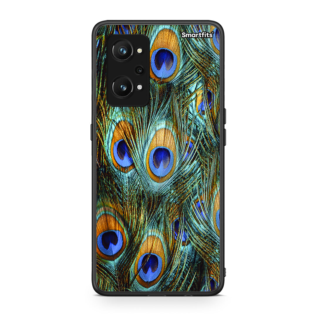 Realme GT Neo 3T Real Peacock Feathers θήκη από τη Smartfits με σχέδιο στο πίσω μέρος και μαύρο περίβλημα | Smartphone case with colorful back and black bezels by Smartfits