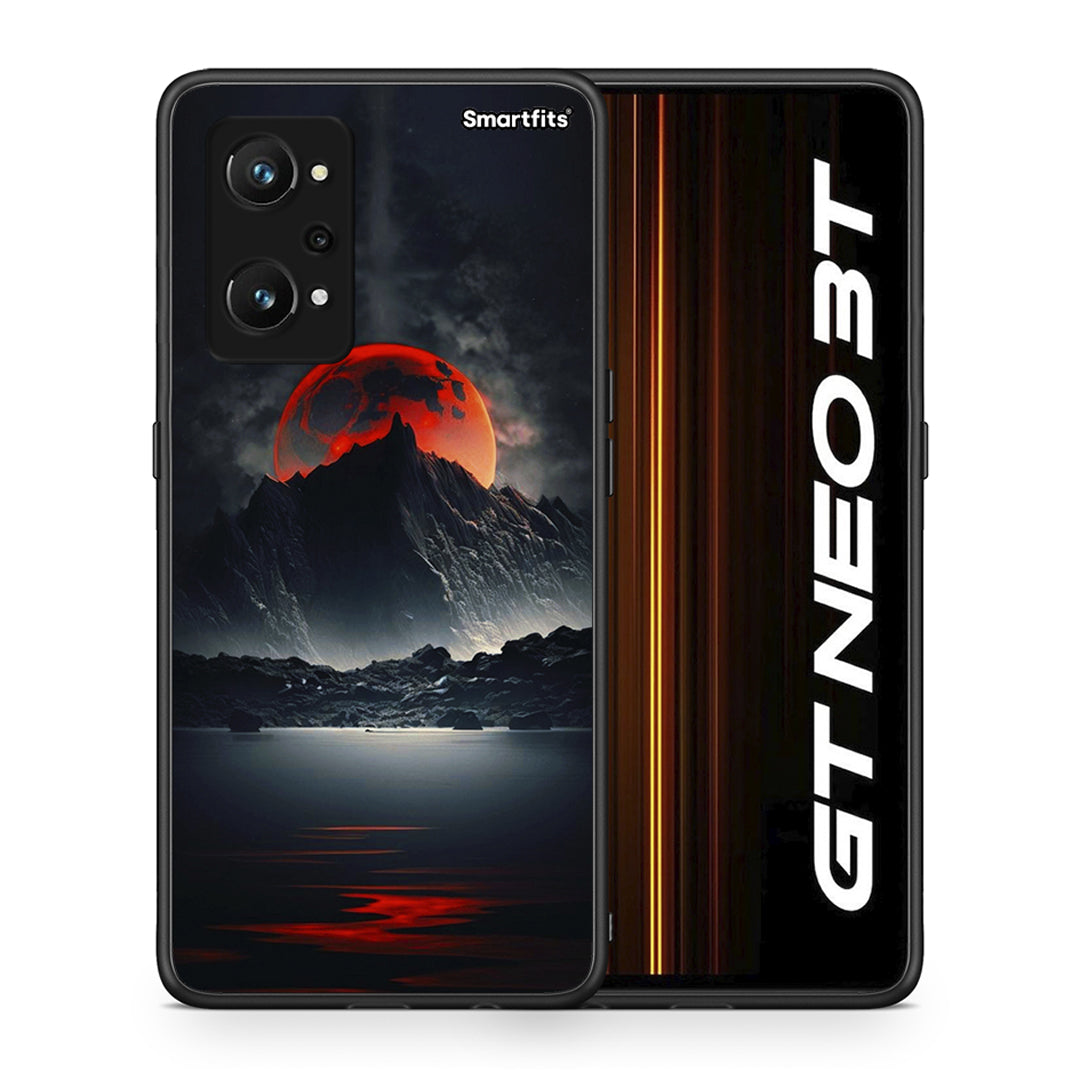 Θήκη Realme GT Neo 3T Red Full Moon από τη Smartfits με σχέδιο στο πίσω μέρος και μαύρο περίβλημα | Realme GT Neo 3T Red Full Moon case with colorful back and black bezels