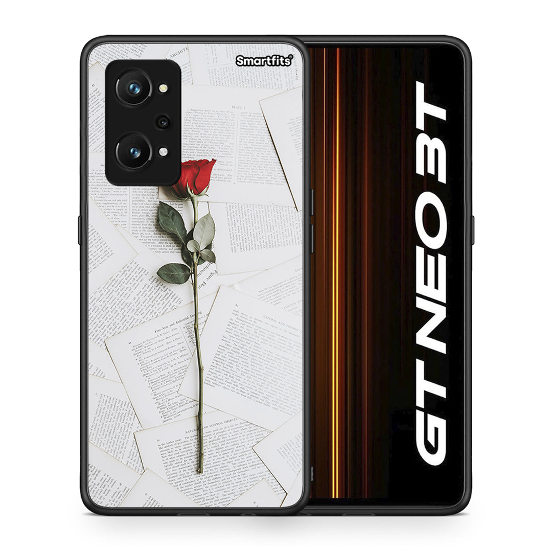 Θήκη Realme GT Neo 3T Red Rose από τη Smartfits με σχέδιο στο πίσω μέρος και μαύρο περίβλημα | Realme GT Neo 3T Red Rose case with colorful back and black bezels