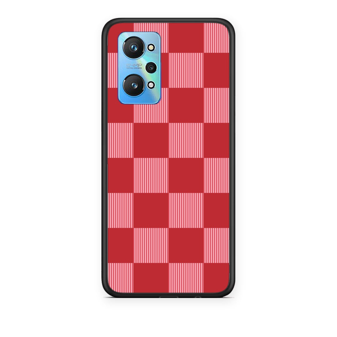 Θήκη Realme GT Neo 3T Red and Pink Striped Checks από τη Smartfits με σχέδιο στο πίσω μέρος και μαύρο περίβλημα | Realme GT Neo 3T Red and Pink Striped Checks case with colorful back and black bezels