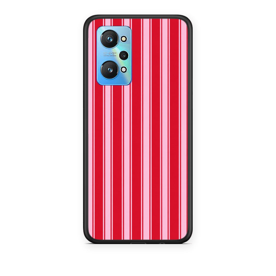 Θήκη Realme GT Neo 3T Red and Pink Vertical Pinstripes από τη Smartfits με σχέδιο στο πίσω μέρος και μαύρο περίβλημα | Realme GT Neo 3T Red and Pink Vertical Pinstripes case with colorful back and black bezels