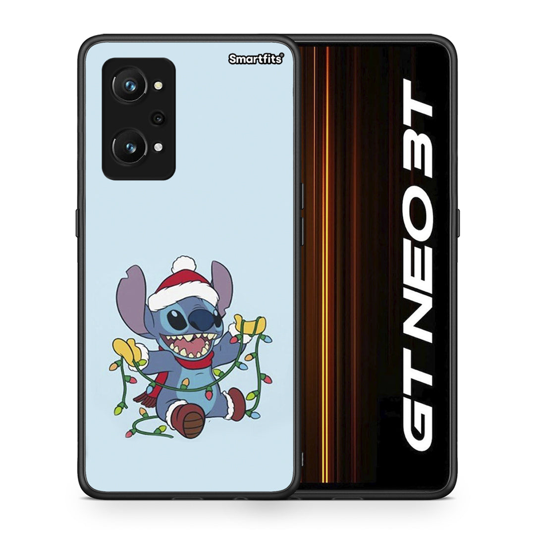 Θήκη Realme GT Neo 3T Santa Stich από τη Smartfits με σχέδιο στο πίσω μέρος και μαύρο περίβλημα | Realme GT Neo 3T Santa Stich case with colorful back and black bezels